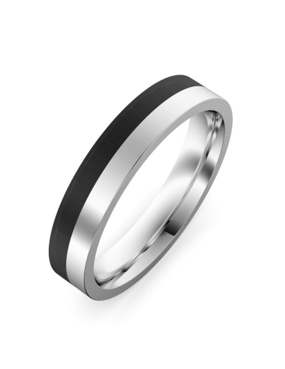 White Gold Ring with Carbon