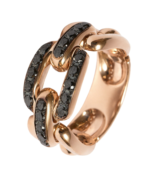Rose gold chain ring with...