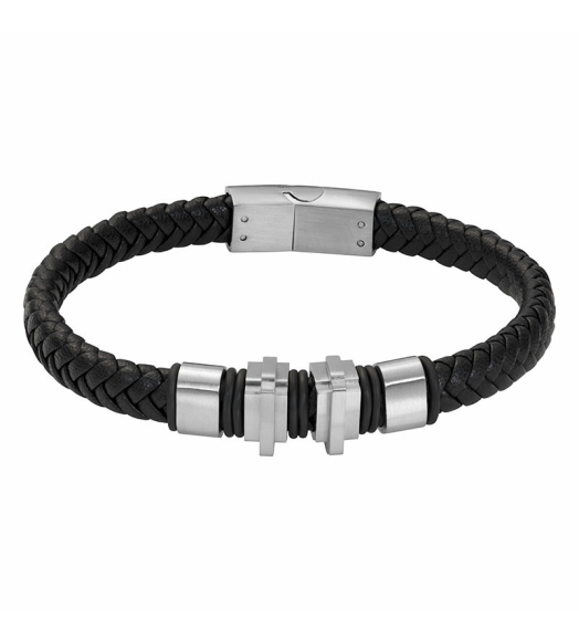 Denzel_Steel Leather Bracelet