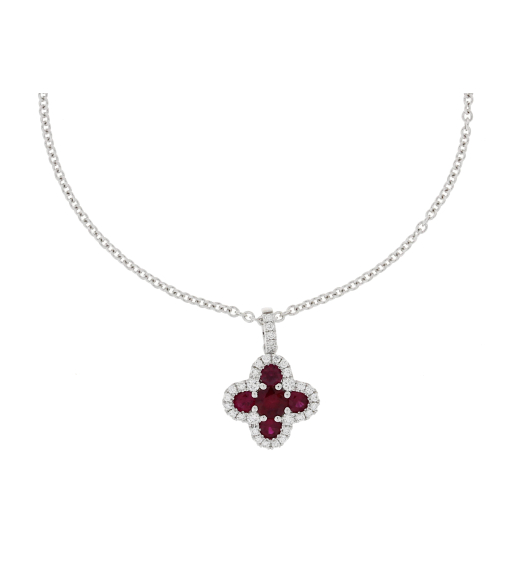 White gold ruby cross necklace