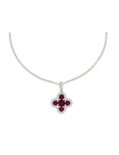 White gold ruby cross necklace