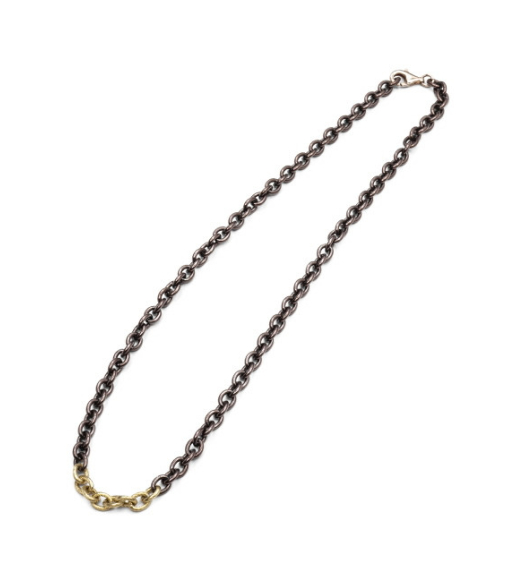 Gold and brown steel chain