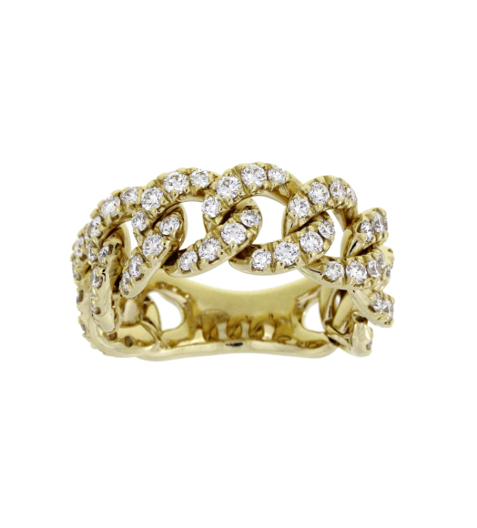 Yellow gold curb chain ring