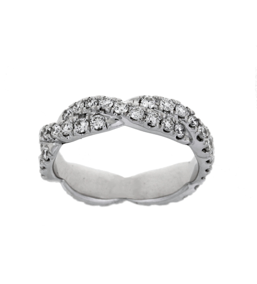 White gold shiny braided ring